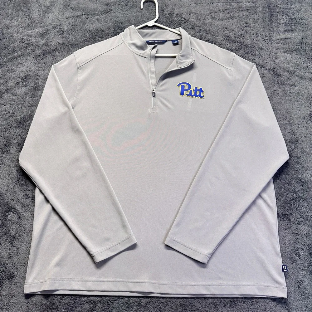 Pitt Panthers Quarter Zip Pullover Men's XL Cutter & Buck Gray Golf Athletic Top